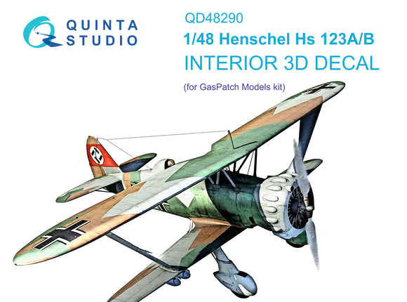 1/48 Quinta Studio Henschel Hs 123A/B 3D-Printed Interior (for GasPatch kit) 48290