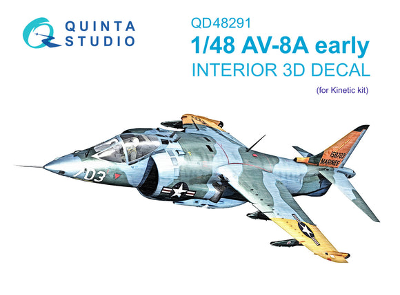 1/48 Quinta Studio Harrier AV-8A Early 3D-Printed Interior (for Kinetic kit) 48291