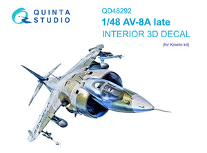 1/48 Quinta Studio Harrier AV-8A Late 3D-Printed Interior (for Kinetic kit) 48292