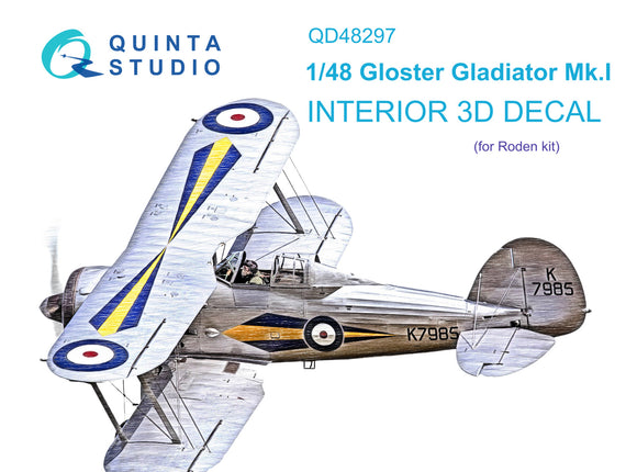 1/48 Quinta Studio Gloster Gladiator MKI 3D-Printed Interior (for Roden kit) 48297