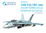 1/48 Quinta Studio F/A-18C Late Hornet 3D-Printed Interior (for Hasegawa kit) 48302