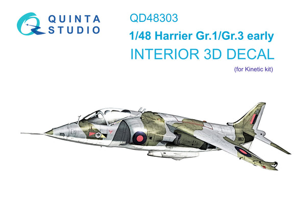 1/48 Quinta Studio Harrier Gr.1/Gr.3 Early 3D-Printed Interior (for Kinetic kit) 48303