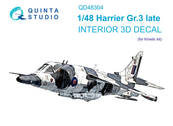 1/48 Quinta Studio Harrier Gr.3 late 3D-Printed Interior (for Kinetic kit) 48304