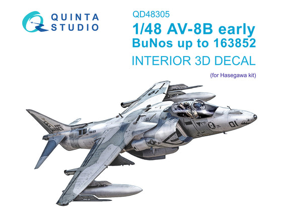 1/48 Quinta Studio AV-8B Early 3D-Printed Interior (for Hasegawa kit) 48305
