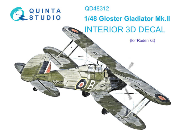 1/48 Quinta Studio Gloster Gladiator MKII 3D-Printed Interior (for Roden kit) 48312