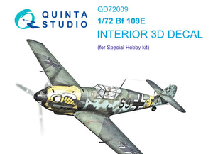 1/72 Quinta Studio Bf 109E 3D-Printed Interior (for Special Hobby kit) 72009