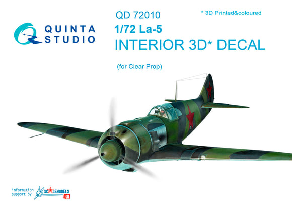 1/72 Quinta Studio La-5 3D-Printed Interior (for ClearProp kit) 72010