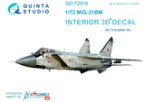 1/72 MiG-31BM  3D-Printed Interior (for Trumpeter kit) 72016