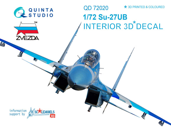 1/72 Quinta Studio Su-27UB 3D-Printed Interior (for Zvezda kit) 72020