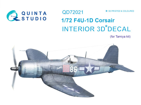 1/72 F4U-1D Corsair 3D-Printed Interior (for Tamiya) 72021