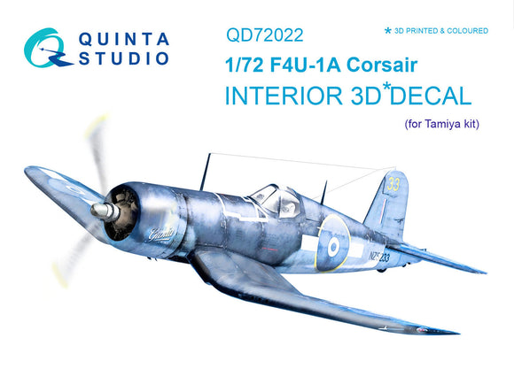 1/72 F4U-1A Corsair 3D-Printed Interior (for Tamiya) 72022
