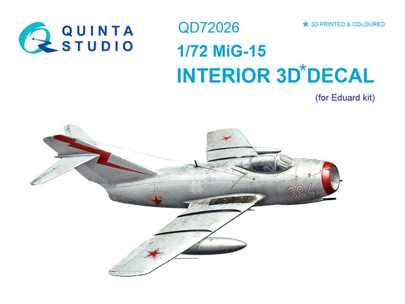 1/72 Quinta Studio MiG-15 3D-Printed Interior (for Eduard kit) 72026