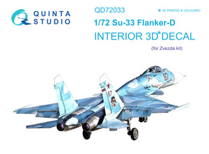 1/72 Quinta Studio Su-33 3D-Printed Interior (Zvezda) 72033