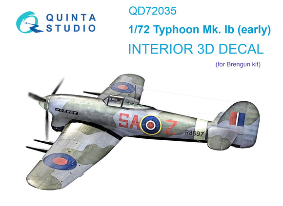 1/72 Quinta Studio Hawker Typhoon 3D-Printed Interior (for Brengun kit) 72035