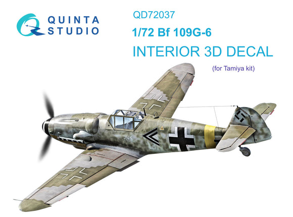 1/72 Quinta Studio Bf 109 G-6 3D-Printed Interior (for Tamiya kit) 72037