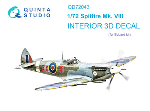 1/72 Quinta Studio Spitfire Mk.VIII 3D-Printed Interior (for Eduard) 72043