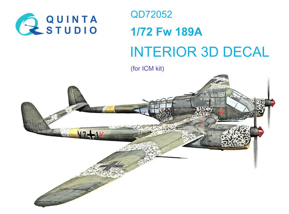 1/72 Quinta Studio Fw 189A 3D-Printed Interior (ICM) 72052