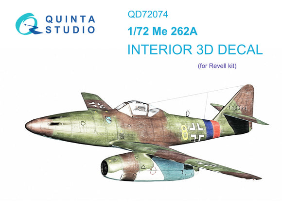 1/72 Quinta Studio Me-262A 3D-Printed Interior (for Revell kit) 72074