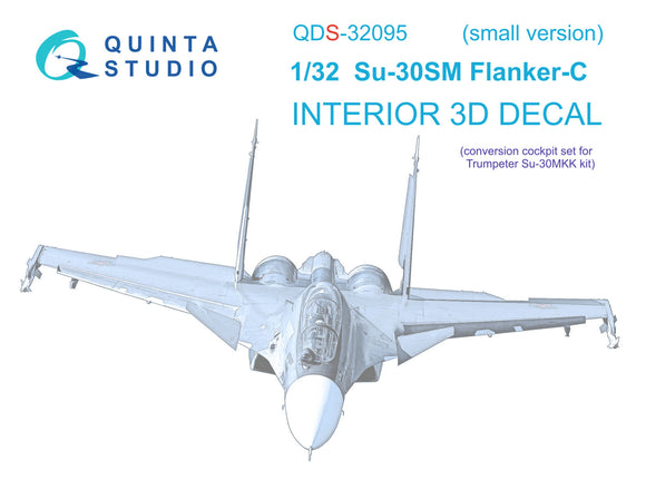 1/32 Quinta Studio Su-30SM 3D-Printed Interior Mini version, Panels only (conversion for HobbyBoss Su-30MKK) QDS32095