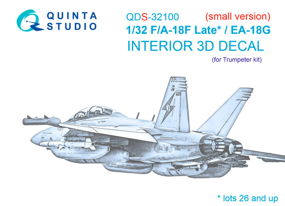1/32 Quinta Studio F/A-18F late / EA-18G Hornet 3D-Printed Panel Only Kit (for Trumpeter kit) QDS 32100