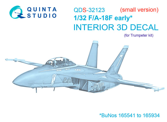 1/32 Quinta Studio F/A-18F early Hornet 3D-Printed Panel Only Kit (for Trumpeter kit) QDS 32123