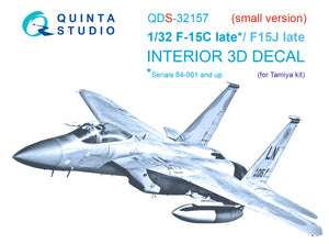 1/32 Quinta Studio F-15C Late/F-15J late 3D-Printed Interior Panel Only Set (for Tamiya kit) QDS 32157