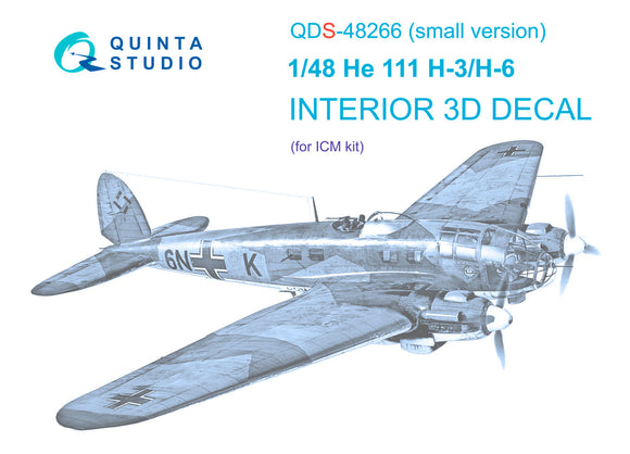 1/48 Quinta Studio He 111H-3/H-6 3D-Printed Panels only kit (for ICM kit) QDS-48266