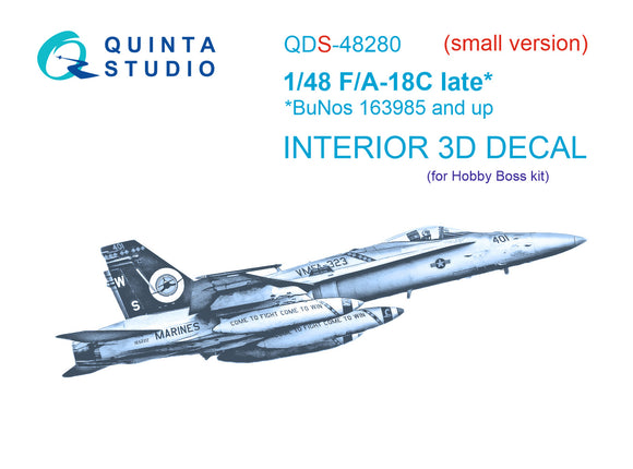 1/48 Quinta Studio F/A-18C Late Hornet 3D-Printed Panel Only Set (for HobbyBoss) QDS 48280