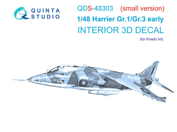 1/48 Quinta Studio Harrier Gr.1/Gr.3 Early 3D-Printed Panel Only Kit (for Kinetic kit) QDS 48303