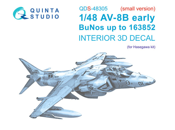 1/48 Quinta Studio Harrier AV-8B Early 3D-Printed Panel Only Kit (for Hasegawa kit) QDS 48305