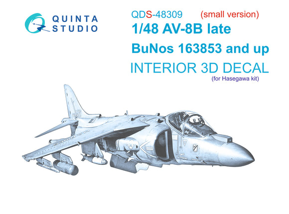 1/48 Quinta Studio Harrier AV-8B Late 3D-Printed Panel Only Kit (for Hasegawa kit) QDS 48309
