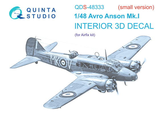 1/48 Quinta Studio Avro Anson Mk.I 3D-Printed Panels Only Kit (Airfix) QDS 48333