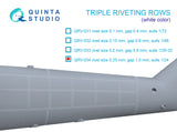 1/24 Triple riveting rows (rivet size 0.25 mm, gap 1.0 mm, suits 1/24 scale), White color, total length 3.2 m/10.5 ft QRV-034