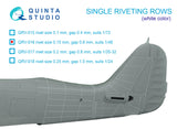 1/48 Quinta Studio Single riveting rows (rivet size 0.15 mm, gap 0.6 mm, suits 1/48 scale), White color QRV-016