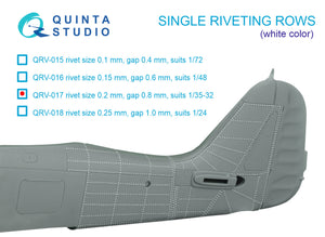 1/32 Quinta Studio Single riveting rows (rivet size 0.20 mm, gap 0.8 mm, suits 1/32 scale), White color QRV-017