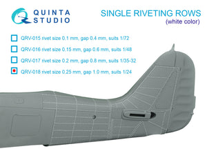 1/24 Quinta Studio Single riveting rows (rivet size 0.25 mm, gap 1.0 mm, suits 1/24 scale), White color QRV-018