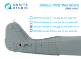 1/32 Quinta Studio Single riveting rows (rivet size 0.20 mm, gap 0.8 mm, suits 1/32 scale), Black color QRV-021