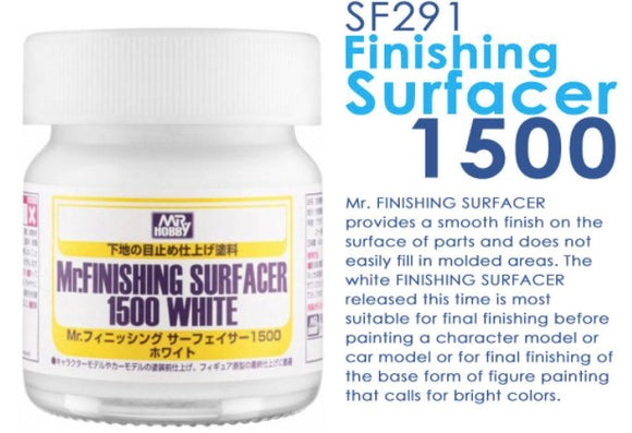 Gunze MR. Hobby SF291 Mr Finishing Surfacer 1500 Ultra Fine White Primer Bottle 40ml