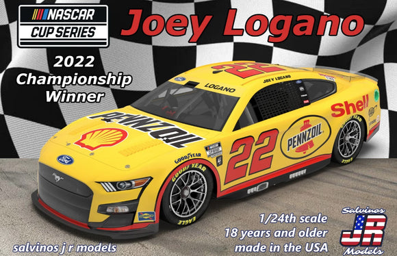 1/25 Salvinos JR Team Penske Joey Logano 2022 Ford Mustang Cup Championship Winner (PF2022JLC)