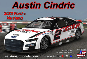1/25 Salvinos JR Team Penske, Austin Cindric, ALL NEW- 2023 body, Ford Mustang "Discount Tire" (PF2023ACP)