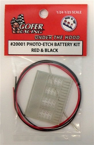 1/24-1/25 Photo-Etch Battery Detail Set w/Cable Wire Red & Black