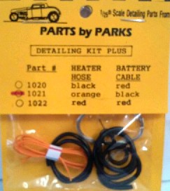 1/24-1/25 Detail Set 2: Radiator Hose, Orange Heater Hose, Black Battery Cable & Tinned Copper Wire for Brake/Fuel Lines & Carburetor Linkage 1021