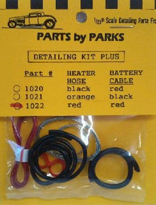 1/24-1/25 Detail Set 3: Radiator Hose, Red Heater Hose, Red Battery Cable & Tinned Copper Wire for Brake/Fuel Lines & Carburetor Linkage 1022