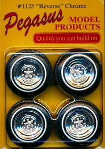 1/25-1/24 Pegasus Reverse Chrome 15" Rims w/Tires (4) 1125