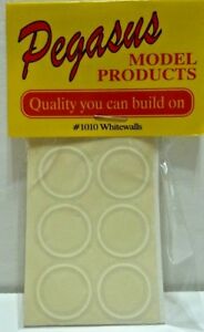 1/25-1/24 Pegasus 1/25 15" Whitewall Tires stick-ons (6) 1010